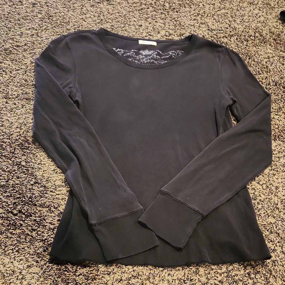 Polo Jeans Women's M Black Long Sleeve  Cotton Knit Grunge Glam Punk Vibes Y2K